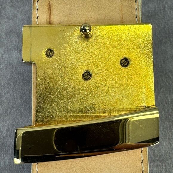 Louis Vuitton Damier Azur M9609 95/38 Initiales Belt Gold Buckle - Picture 8 of 12